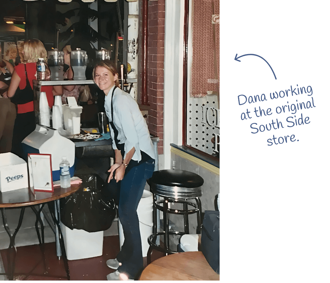 dona working inside of milkshake factory store