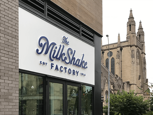 front of milkshake factory east liberty store