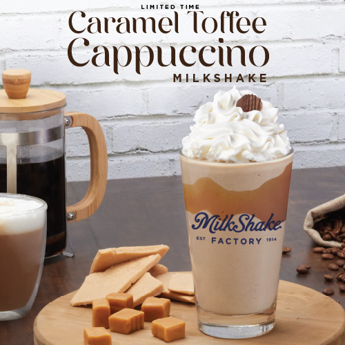 promotional item for Caramel Toffee Cappuccino Milkshake