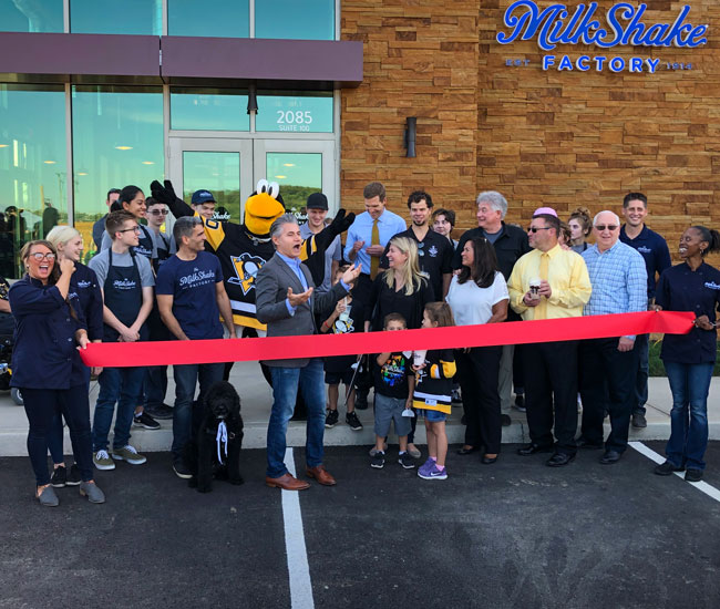 Grand opening of a MilkShake Factory, a chocolate and dessert franchise.